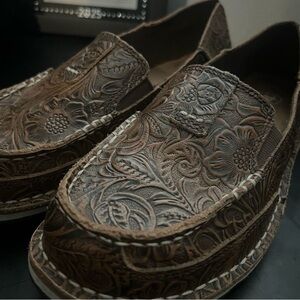 Ariat Floral Embossed Brown Loafers